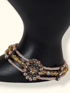 3-Strand Beaded Crystal Accent Bracelet
